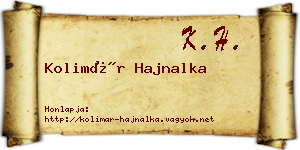 Kolimár Hajnalka névjegykártya